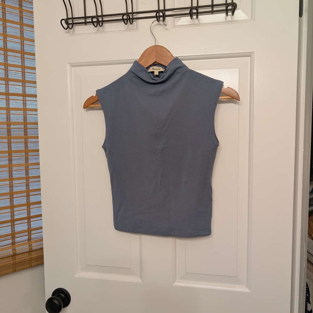 Madewell Slate Blue Mock Neck Tank Top